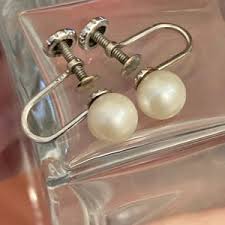 14K Pearl Earrings 1960s Culture Pearl 14k White Gold Screw Backs - Etsy
