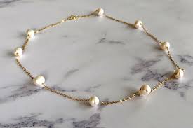 Pearl White Natural 8.5MM Thick Luster Link Chain Gold Over ...