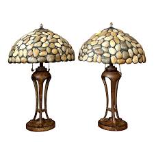 Vintage Boho Sliced Stone Lamps - A Pair | Chairish