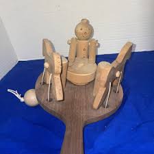 Vintage Handmade Drummer-rocking Horse Paddle Toy Wood ...