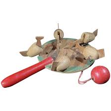 Vintage Swedish Wooden Pecking Chickens Folk Art Toy. For ...