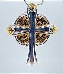 Gorham Sterling Silver and Gold Vermeil "Footprints" Cross ...