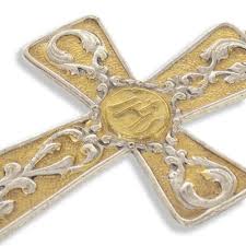 Bishop's cross JHS in two-tone brass | Myriam