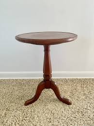 Vintage Georgian Embossed Leather Top Cherry Wood Round Side Table at 1stDibs | cherry leather top