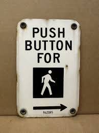 Vintage Porcelain Metal Cross Street Push Button Wait For Walk Signal Sign | eBay