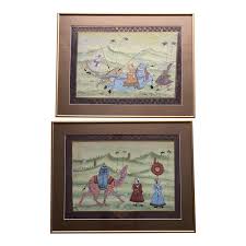 19th Century Rajasthan India Hunting Scene Paintings, Framed ...