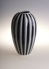 Black Stripe Flower Vase | Bohemian Porcelain | 11" Height ...