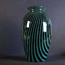 Large Mid-Century Black & Green Glass Vase from Peill ...