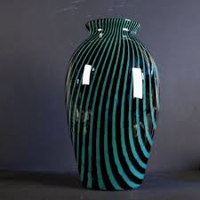 Large Mid-Century Black & Green Glass Vase from Peill ...