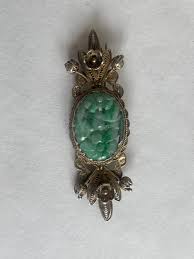A vintage jade brooch In a gilded silver setting – Tibetan Keepsakes