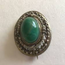 Vintage Brooch.sterling.fresh Water Pearl.green Cabochons.made in France in 1988's. - Etsy Ireland