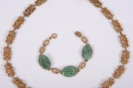 Lot - 14K Yellow Gold/Jade Necklace 10K YG/Jade Bracelet