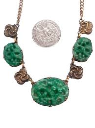 Exquisite Original Art Deco Carved Peking Glass 20's Necklace | eBay