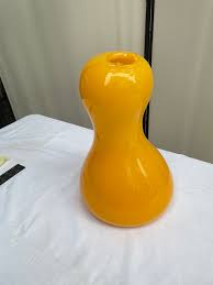 1980s Yellow Free Form Glass Vase | Chairish