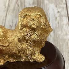 Vintage Risis 24K Gold Plated Pekingese Dog Miniature Statue Figurine | eBay