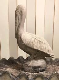 Sold at Auction: Concrete Bird Bath With Pelican Figure