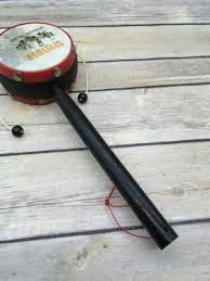 Bahamas Souvenir Old Wooden Rattle Drum Hand Shake Toy Wooden Handle 10" | #3940441347