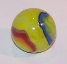 Glass Marble With Light Green Base, Red and Blue Streaks - Etsy