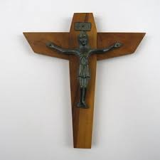 Crucifijo de pared de madera y bronce, crucifijo católico vintage art-déco, cruz de pared religiosa católica, Jesús en la cruz - Etsy México