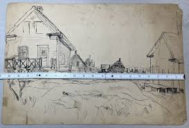 Bruce Handiside Mitchell(1908 - 1963), Drawing Of A Country Farm Study Unsigned | eBay