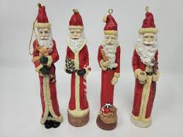 4 Vintage Collection Pencil Santa Tree Hanging Figurine ...