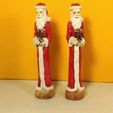 2 VTG Tall Slender Father Christmas Santa Claus Red ...