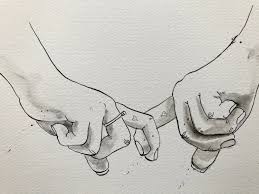 Holding Hands #02b - Original A4 Pen & Ink Drawing/painting ...
