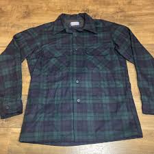 Pendleton Wool Flannel Shirt Black Watch Tartan A-022 Made ...