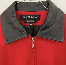 Braebrook Vintage Women's 7/8 Red Black Wool Leather Trim ...