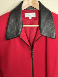 Casual Corner Vintage Red Wool & Black Trim Long Sleeve L ...
