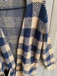 Madewell Brown Black Plaid Open Front Long Sweater Sz Medium ...