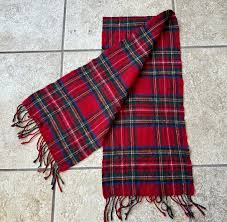 Vintage Red Tartan Plaid Lambswool Scarf | LOCHCARRON Ivy ...