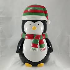 Vintage Harry & David Penguin Cookie Jar Plaid Scarf, 10 1/2 ...