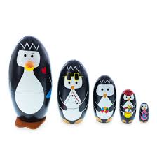 Buy Set of 5 Penguins Wooden Nesting Dolls 5 Inches – BestPysanky