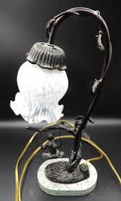 Metal Decorative Fairy on Swing Table Lamp Stone Base Flower ...