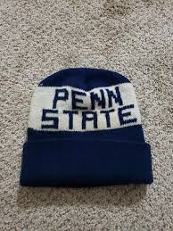 Handmade Penn State Nittany Lions Knit Hat Beanie Blue White Football | eBay