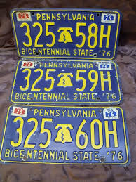3 License Plates Tags ~ Pennsylvania PA ~ 1976 Sequential ...