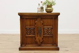Tudor Vintage Carved Oak Flip Top Server & Bar Cabinet