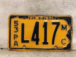 Vintage 1953 Pennsylvania Motorcycle License Plate | eBay