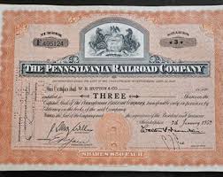 Original PA Railroad 50 Dollar Share Stock Certificate - Etsy