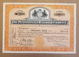 Vintage Pennsylvania Railroad Co. Used Stock Certificate ...