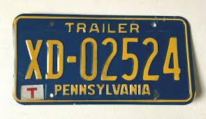 Vintage Navy Blue / Yellow Pennsylvania TRAILER PA License ...