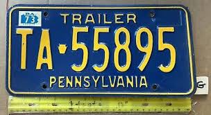 License Plate, Pennsylvania, Trailer, TA 55895 | eBay