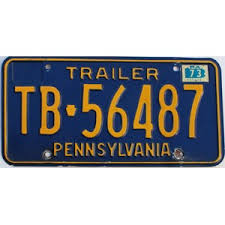 1973 Pennsylvania Trailer License Plate #TB56487 | Awesome