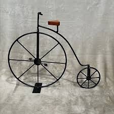 HOME DECOR Old Fashioned Bicycle Sculpture Black Metal & Wood Decor GREAT COND!! | eBay