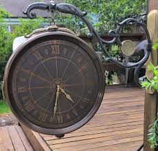 16" BOMBAY Winthrop Station Double Sided Bronze Finish Clock ...