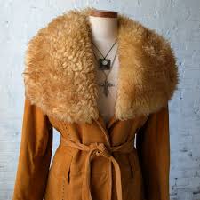 Vintage Orange Suede Penny Lane Jacket Leather Trench Coat Faux Fur Co – Shop Later Dudes