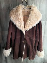 VINTAGE Wilson Genuine Leather Sz M Sherpa/Shag Like Collar ...