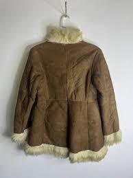 Vintage Sheepskin Shearling Coat Toggle Closure Brown Fur ...