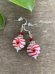 Christmas Candy Earrings - Red Stripe Candy Earrings ...